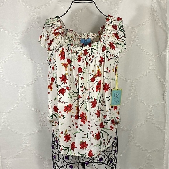 NWT Cece by Cynthia steffe marrakesh off the shoulder  floral top - Picture 8 of 9